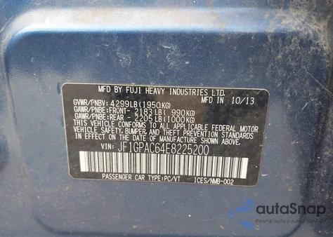 2014 Subaru Impreza Premium из США, поврежденный, VIN JF1GPAC64E8225200